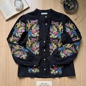 Black Embroidery Blouse Size S